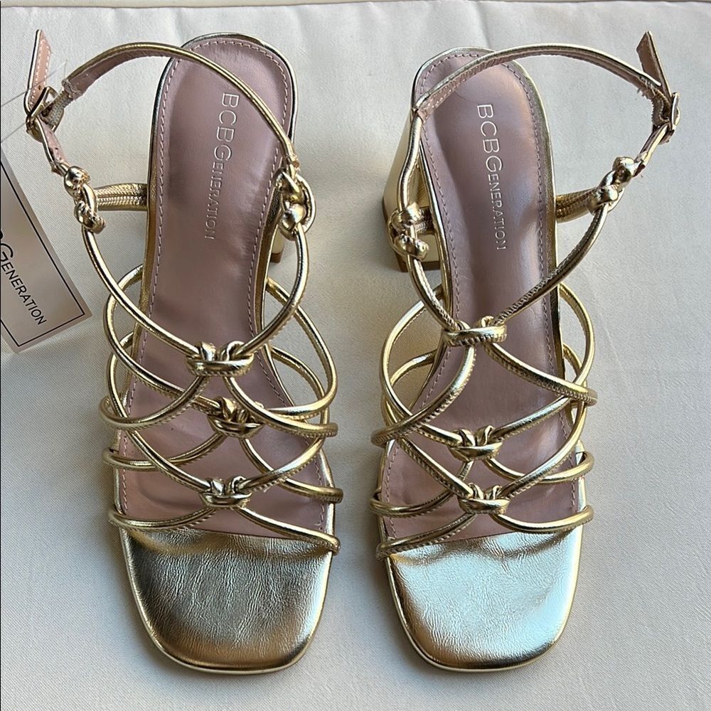 BCBGeneration Gold Strappy Women's Sandals - Picture 3 of 11